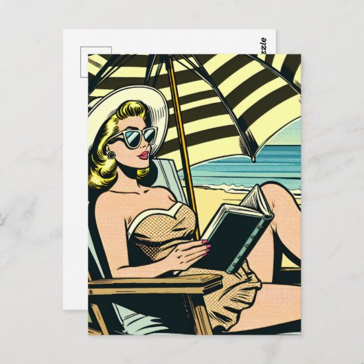 Retro Pop Art Lady | Just Sprichwort Hi Postkarte (Vorne/Hinten)