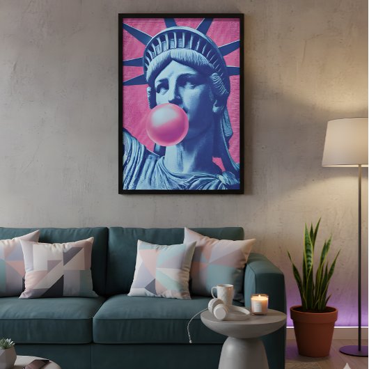Retro Pop Art Lady Liberty Poster