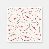 Retro Pop Art Lips & Heart Cherry Red Serviette (Vorderseite)