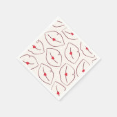 Retro Pop Art Lips & Heart Cherry Red Serviette (Ecke)