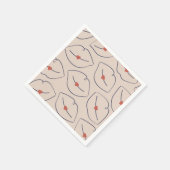 Retro Pop Art Lips & Heart Terracotta Red Serviette (Ecke)