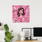 Retro-Pop-Art Mädchen Poster (Heimbüro)