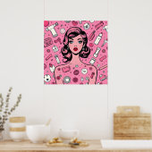 Retro-Pop-Art Mädchen Poster (Küche)