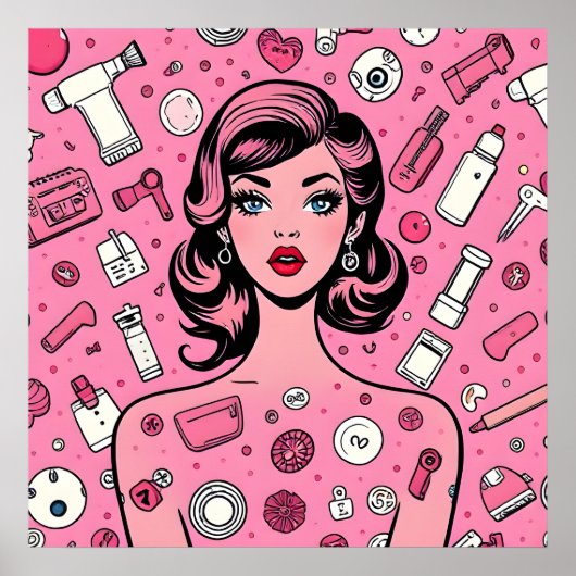 Retro-Pop-Art Mädchen Poster (Vorne)