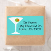 Retro Pop Art Martini Rücksendeadressen-Aufkleber (Insitu)