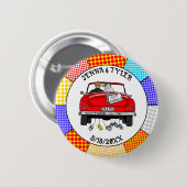 Retro Pop Art Mr & Mrs. | Nur Verheiratet Got Button (Vorne & Hinten)