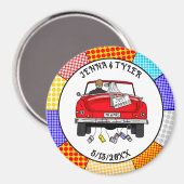 Retro Pop Art Mr & Mrs. | Nur Verheiratet Got Magnet (Vorderseite/Rückseite)