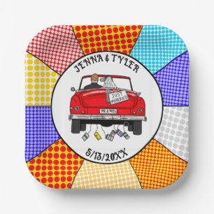 Retro Pop Art Mr & Mrs. Nur Verheiratet Got Pappteller