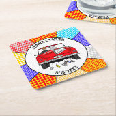 Retro Pop Art Mr & Mrs. | Nur Verheiratet Got Rechteckiger Pappuntersetzer (angewinkelt)