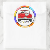 Retro Pop Art Mr & Mrs. | Nur Verheiratet Got Runder Aufkleber (Tasche)