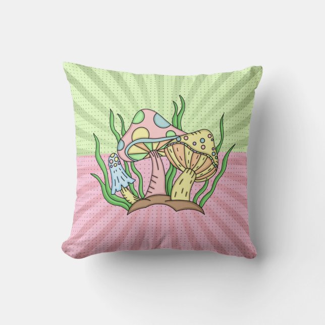 Retro Pop Art Mushrooms Kissen (Vorderseite)