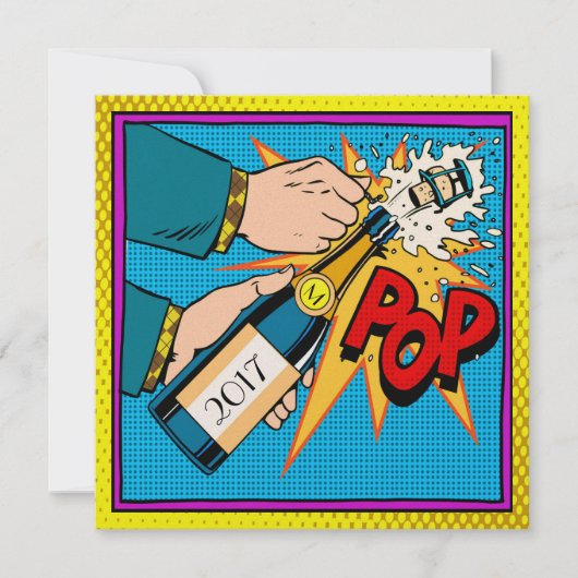 Retro Pop Art Party, Neujahr, Einladung (Vorderseite)