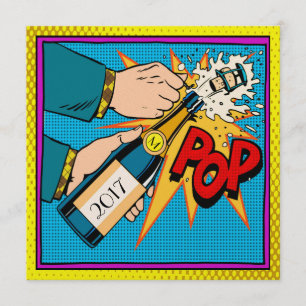 Retro-Pop-Art-Party, Neujahr, Einladung