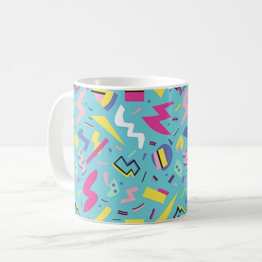 Retro Pop Art Pattern der 90er Kaffeetasse (Vorderseite Links)