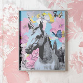 Retro Pop Art Pink und Blue Unicorage Collage Poster