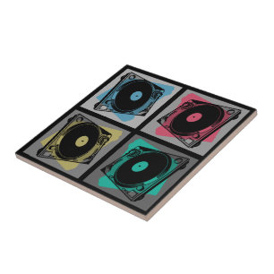 Retro-Pop-Art-Plattenspieler Fliese