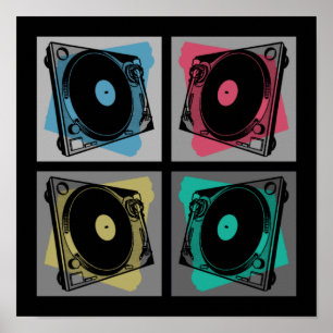 Retro-Pop-Art-Plattenspieler Poster