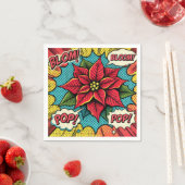 Retro Pop Art Poinsettia Comic Buchdekoupage Serviette (Beispiel)