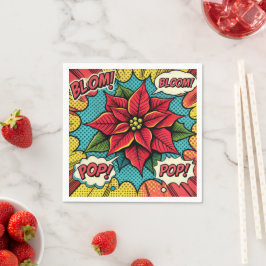 Retro Pop Art Poinsettia Comic Buchdekoupage Serviette