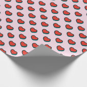 Retro Pop Art Red Blue Beige Herzmuster Geschenkpapier (Ecke)