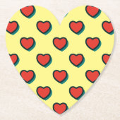 Retro Pop Art Red Blue Yellow Hearts Muster Untersetzer (Vorderseite)