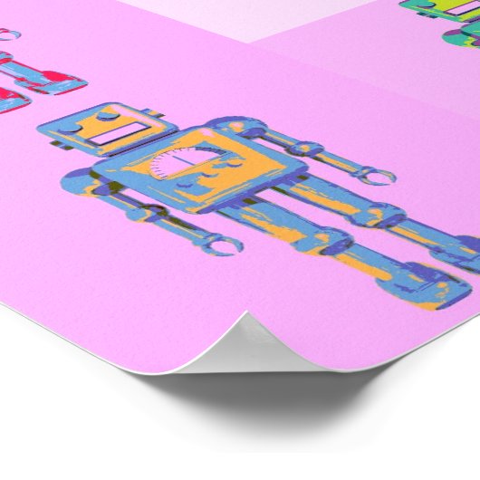 Retro Pop Art Robots v2 Poster (Ecke)