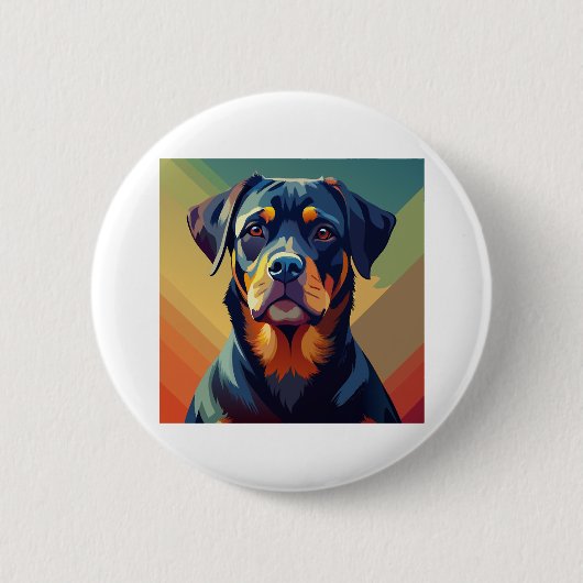 Retro Pop Art Rottweiler - Farbiges Dog Portrait Button (Vorderseite)
