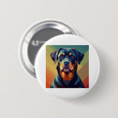 Retro Pop Art Rottweiler - Farbiges Dog Portrait Button (Vorne & Hinten)
