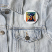 Retro Pop Art Rottweiler - Farbiges Dog Portrait Button (Beispiel)