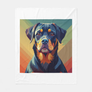 Retro Pop Art Rottweiler - Farbiges Dog Portrait Fleecedecke