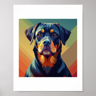 Retro Pop Art Rottweiler - Farbiges Dog Portrait Poster