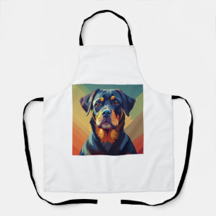 Retro Pop Art Rottweiler - Farbiges Dog Portrait Schürze