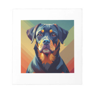 Retro-Pop-Art-Rottweiler – Farbporträt eines Hunde Notizblock
