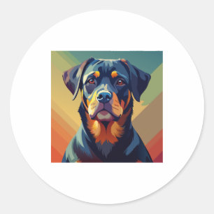 Retro-Pop-Art-Rottweiler � Farbporträt eines Hunde Runder Aufkleber