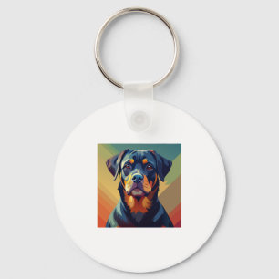 Retro-Pop-Art-Rottweiler – Farbporträt eines Hunde Schlüsselanhänger