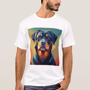 Retro-Pop-Art-Rottweiler – Farbporträt eines Hunde T-Shirt