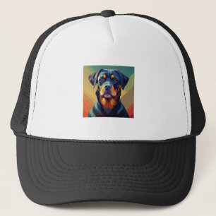Retro-Pop-Art-Rottweiler � Farbporträt eines Hunde Truckerkappe