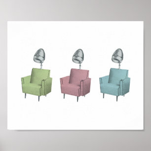 Retro-Pop-Art-Salon-Trocknerstuhl 8x10 Druck Poster