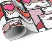 Retro Pop Art Santa Heart Glasses Comic Style Geschenkpapier (Rolleneckpunkt)