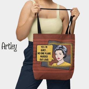 Retro Pop Art Shy Girl Sarcastic Phrase rot gelb Tasche