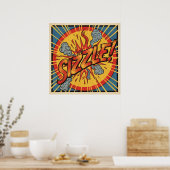 Retro Pop Art "Sizzle"! Poster (Küche)