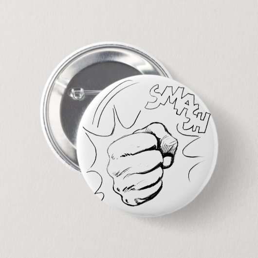 Retro Pop Art Smash Sketch Pinback Schaltfläche Button (Vorne & Hinten)
