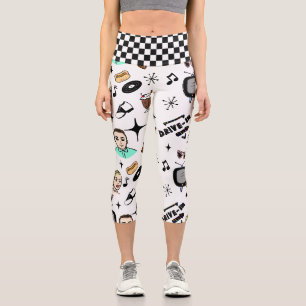 Retro-Pop-Art-Stil Grafik im Stil der 1950er Jahre Capri Leggings
