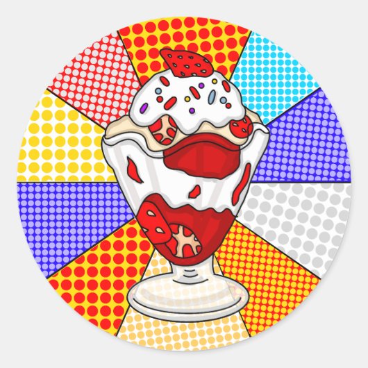 Retro Pop Art Strawberge Ice Runder Aufkleber (Vorderseite)