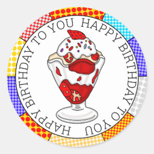 Retro Pop Art Strawberge Ice Runder Aufkleber