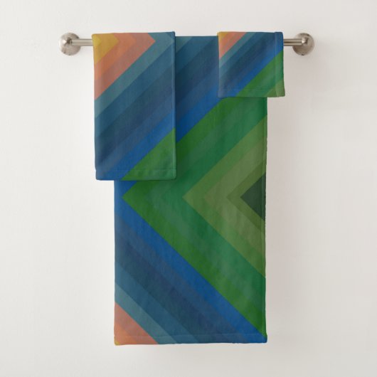 Retro Pop Art Strip Diamant Muster Badhandtuch Set (Insitu)