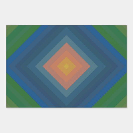 Retro Pop Art Strip Diamant Muster Geschenkpapier Set (Vorderseite 3)