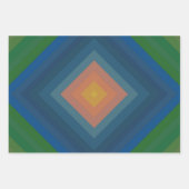 Retro Pop Art Strip Diamant Muster Geschenkpapier Set (Vorderseite 2)