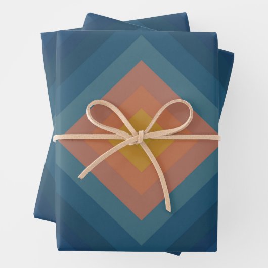 Retro Pop Art Strip Diamant Muster Geschenkpapier Set (Beispiel)