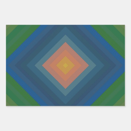 Retro Pop Art Strip Diamant Muster Geschenkpapier Set (Vorderseite)